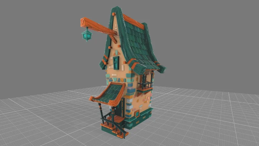 Stylized house 3D render preview