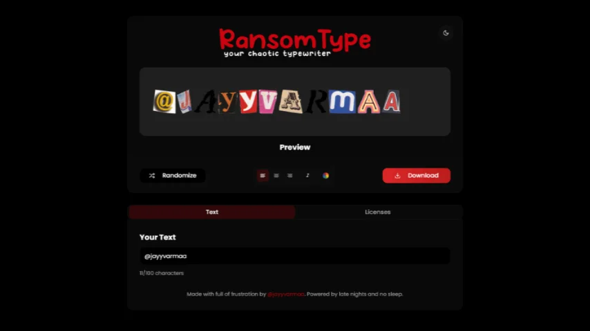 RansomType editor mockup
